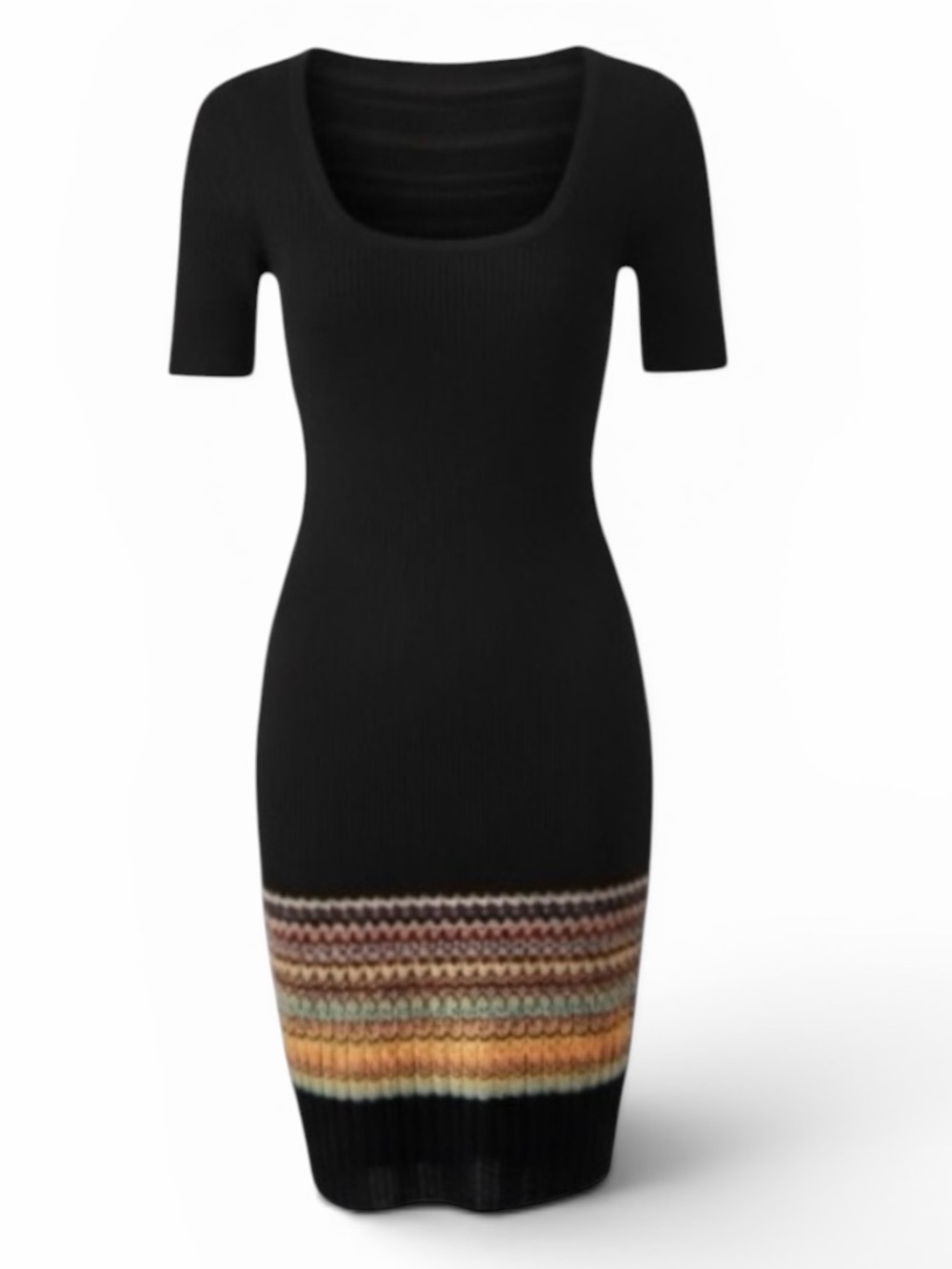 Missoni Black Chevron Zigzag Scoop Neck Short Sleeve Knit Dress Size 6